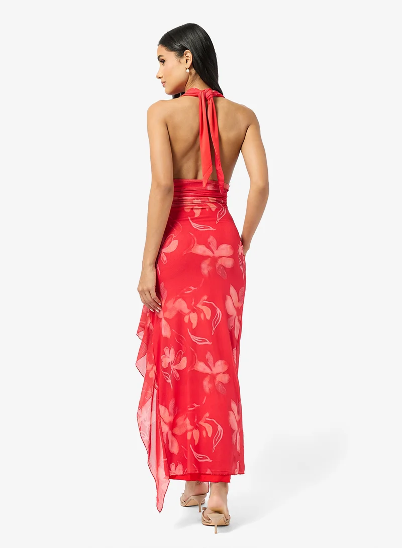 Ginger Floral Halter Neck Top & Maxi Skirt Coord Set